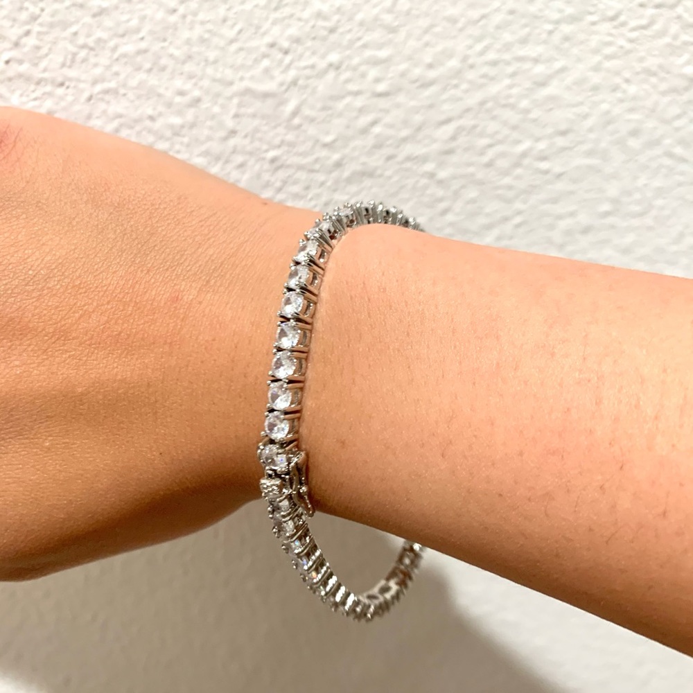 18k White Gold Plated CZ Tennis Bracelet
